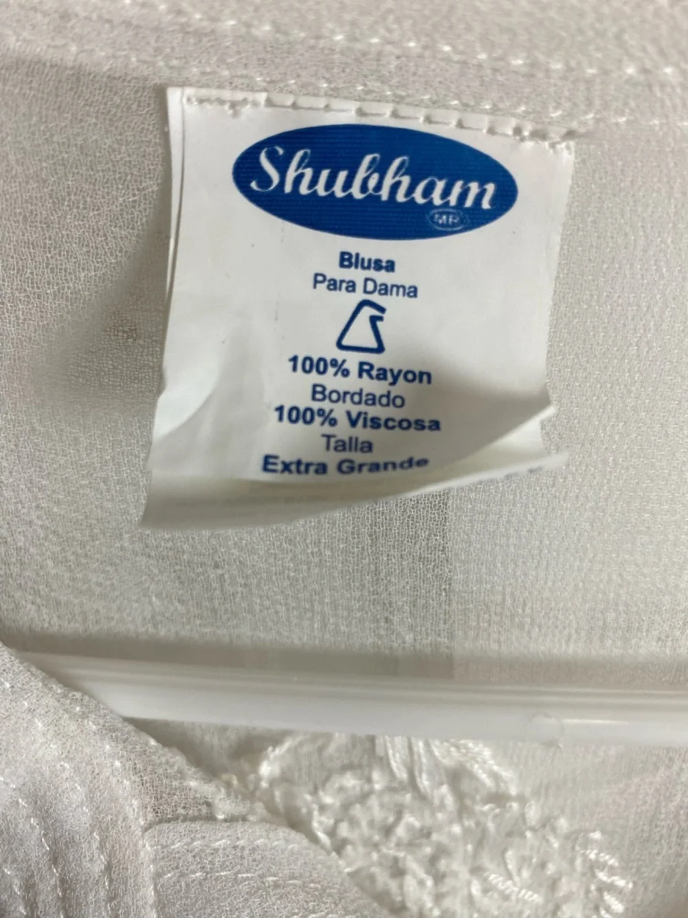 Shubham White Chikankari Embroidered Rayon Tunic Blouse Extra Large Boho Luxe - Picture 6 of 9